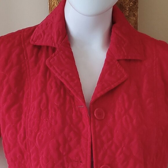 Mountain Lake Women's Cherry Red Quilted Lined Button-Down Jacket SZ S Petite - Picture 3 of 9